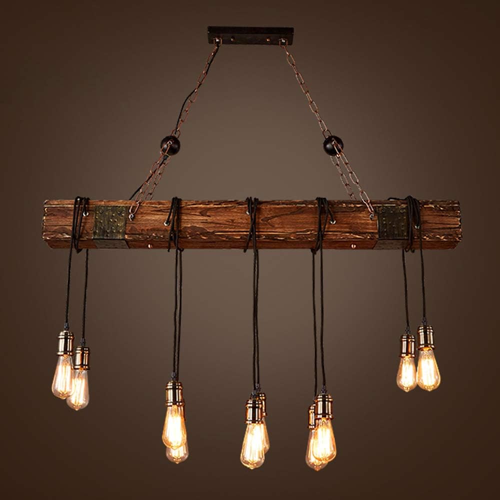Rustic Industrial 10-Light 46in Linear Chandelier for Kitchen Island Dining Room X60729