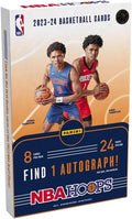 NEW 2023-24 Panini NBA HOOPS Factory Sealed Basketball HOBBY Box w/192 Cards (1 Autograph Card Per Box) - Chance for VICTOR WEMBANYAMA Rookie Cards! - Plus Custom Made Wemby Basketball Card Pictured.