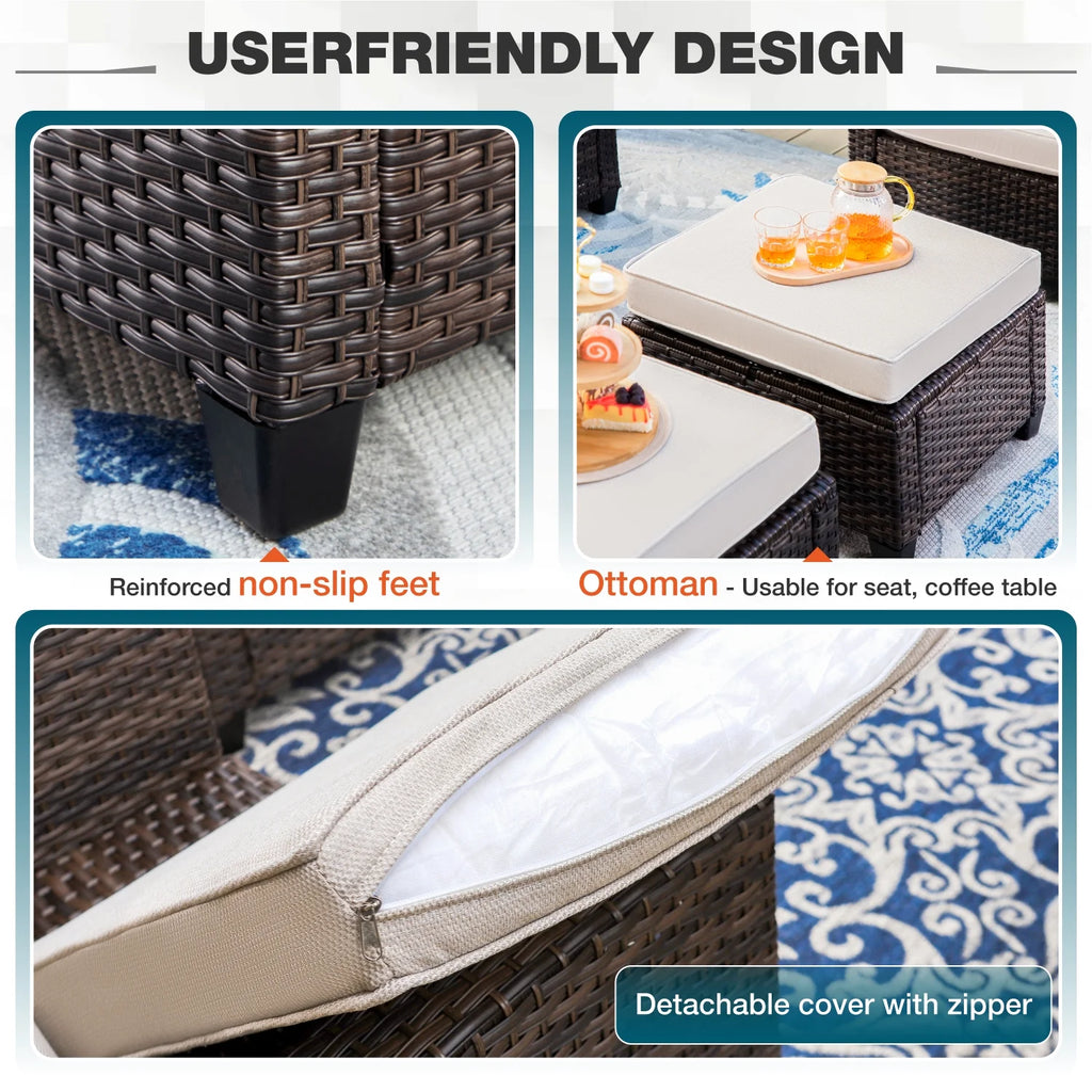 MF Studio 9-Seat Outdoor Patio Furniture Set with Fire Pit Table R340594