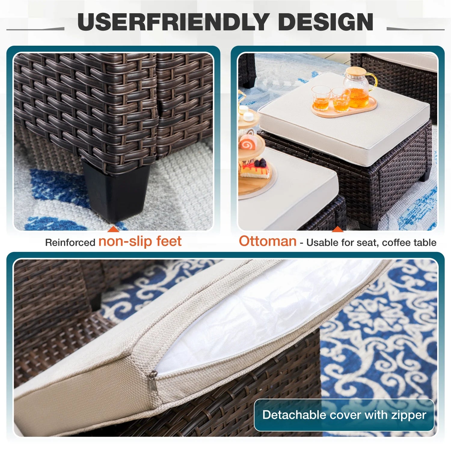 MF Studio 9-Seat Outdoor Patio Furniture Set with Fire Pit Table R340594