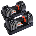 25/55 Lbs Pair Adjustable Black Grip Handle Dumbbell Set, Fast Adjust Dumbbell Weight for Exercises Pair Dumbbells for Men and Women in Home Gym Workout Equipment, Dumbbell with Tray Suitable for Full Body