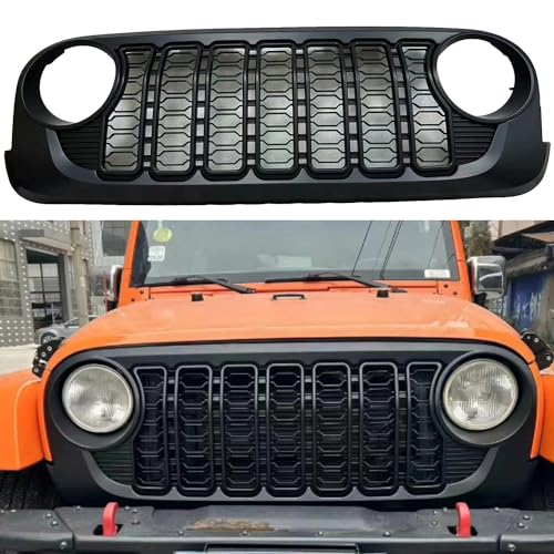 HIGH FLYING 20th Anniversary Style Front Grille Grid Grill Guard for Jeep Wrangler JL 2018-2024 Gladiator ABS Blackout M5163