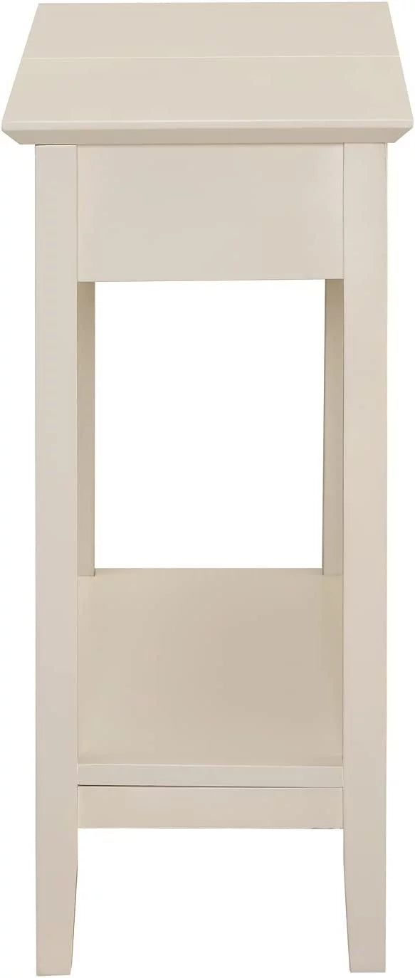 Flip Top Narrow End Table with Storage, Cream G920